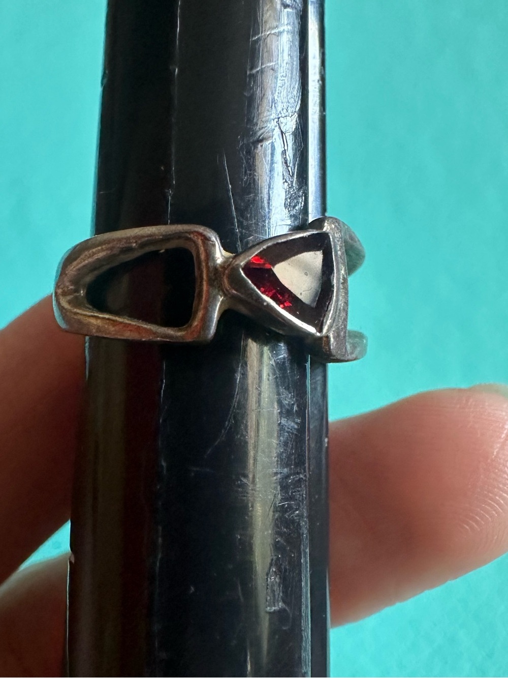 Vintage Artesian Sterling Modernist Garnet Ring Size 6